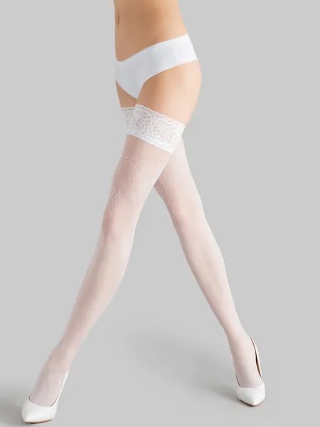 Чулки женские Giulia BLOOM 02 белые 3-4/M-L