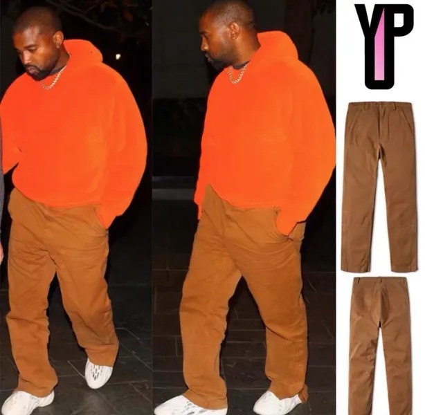 Брюки-карго YE Kanye West, Сезон 1, брюки 1:1, высококачественные лоскутные брюки, брюки на молнии, коричневые комбинезоны с внутренней подкладкой