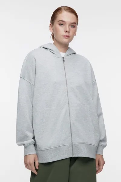 Худи oversize из футера на молнии с капюшоном