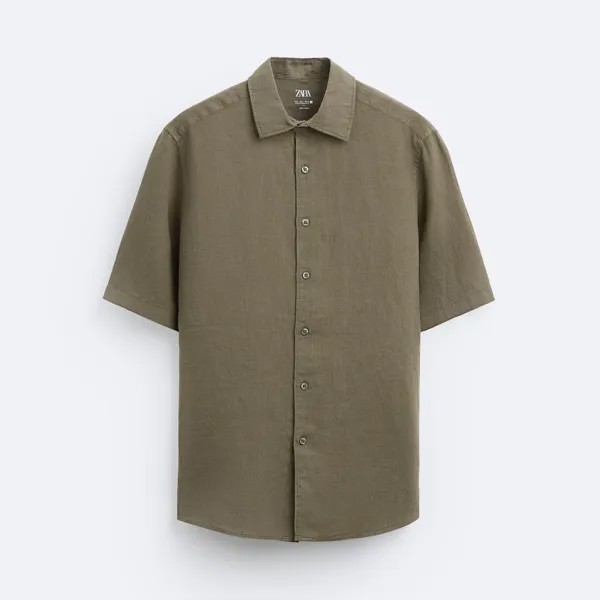 Рубашка Zara 100% Linen, хаки
