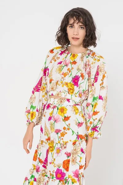 Короткая блузка с цветочным принтом Sundek, белый