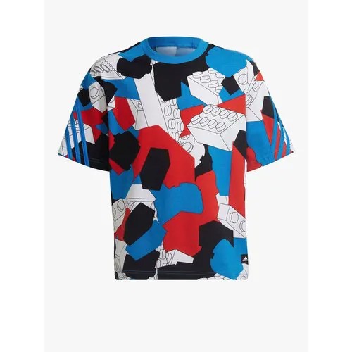 Футболка adidas, размер 152, белый, красный