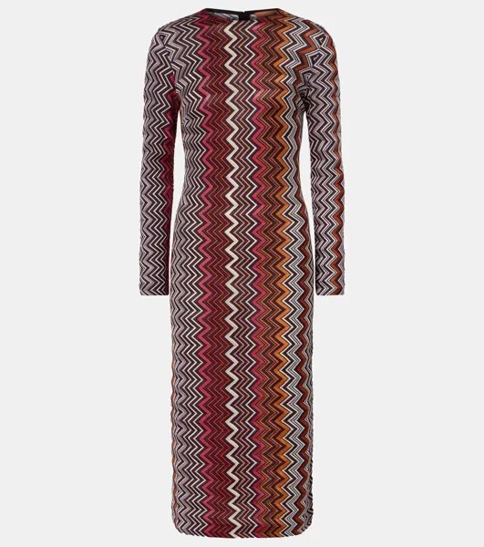 Платье миди с зигзагом Missoni, цвет multi black pink white rust