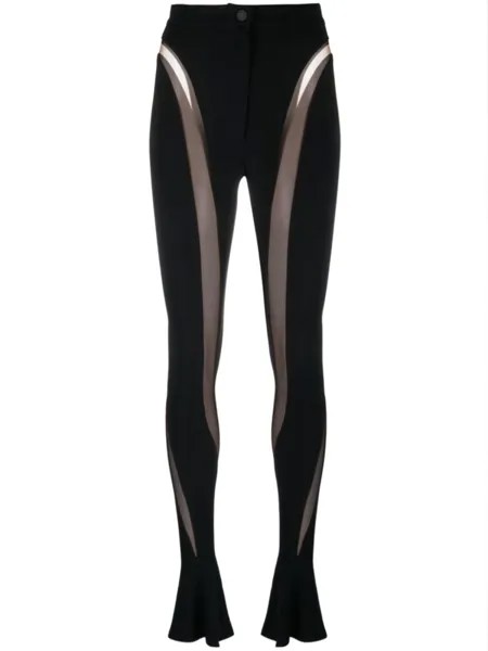 Mugler sheer-panelled leggings, черный