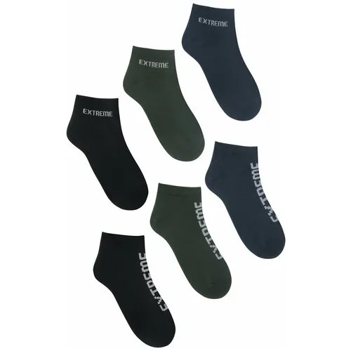 Мужские носки Berchelli, 6 пар, 6 уп., укороченные, нескользящие, размер 31, черный, синий