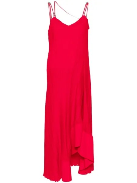 Платье с эффектом плиссе Lanvin, красное
