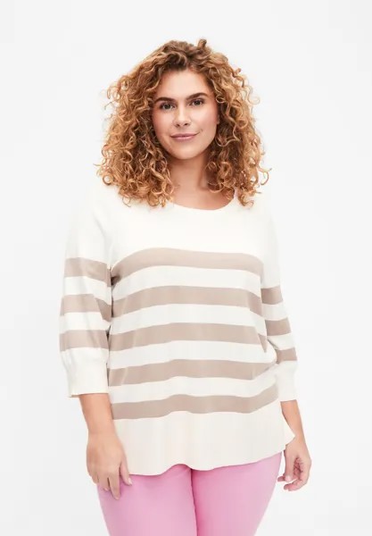 Вязаный свитер GESTREIFTER Zizzi, цвет birch simply taupe