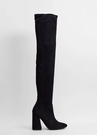 Черные высокие сапоги на каблуке ASOS DESIGN-Черный цвет