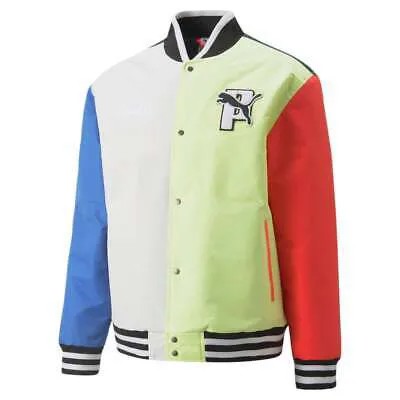 Puma Varsity Button Down Jacket Мужская черная повседневная спортивная верхняя одежда 532415-74