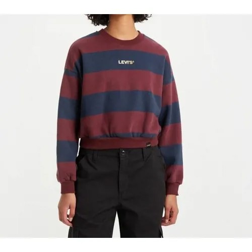 Свитшот Levi's, оверсайз, укороченный, трикотажный, утепленный, размер S, бордовый