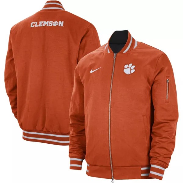 Мужской оранжевый бомбер с молнией во всю длину Clemson Tigers Nike