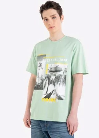 Мятная футболка с тропическим фотопринтом Gloria Jeans