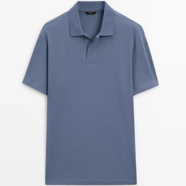 Футболка-поло Massimo Dutti Comfortable Short Sleeve, серо-синий