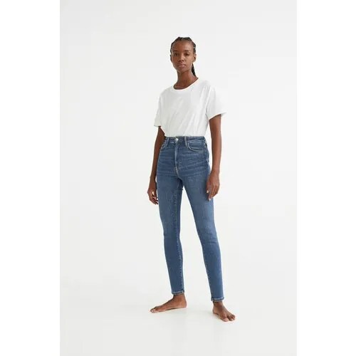 Джинсы скинни  H&M, прилегающие, стрейч, размер XS, синий