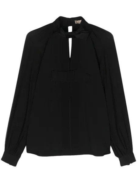 Elie Saab шифоновая блузка с бантом, черный
