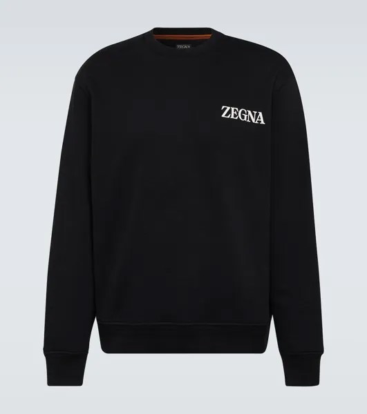 Толстовка из хлопкового джерси с логотипом Zegna, черный