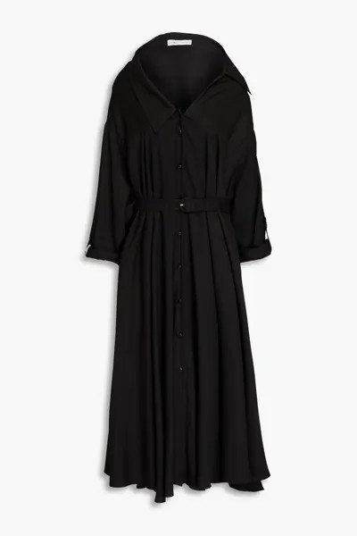 Платье-рубашка миди из атласного твила с поясом Palmer//Harding, черный