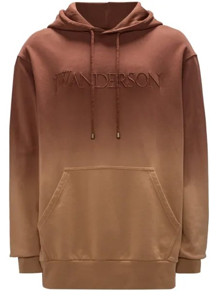 JW Anderson худи с эффектом градиента и вышитым логотипом, коричневый