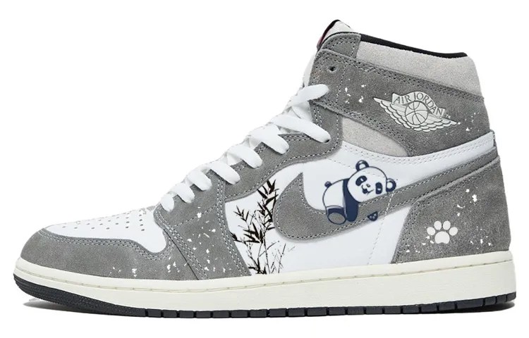 Кроссовки Air Jordan 1 Vintage Basketball Shoes Unisex High-top Grey/white, светло-серый
