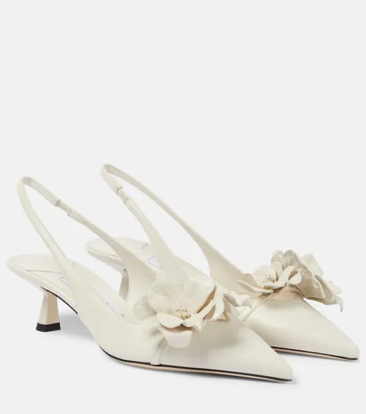 Кожаные туфли amita с пяткой на пятке и цветочным принтом Jimmy Choo, белый