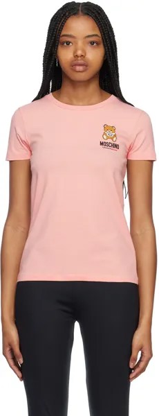 Розовая футболка с принтом Moschino