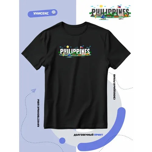 Футболка SMAIL-P известные места Филиппин-Philippines, размер 3XS, черный