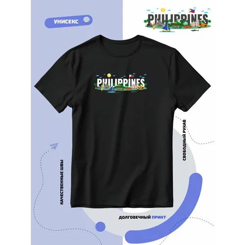Футболка SMAIL-P известные места Филиппин-Philippines, размер XS, черный