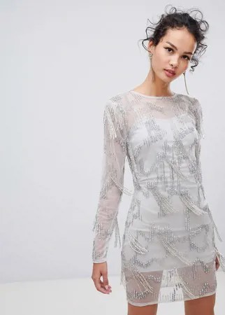 Платье А-силуэта с длинными рукавами и отделкой Frock & Frill-Зеленый
