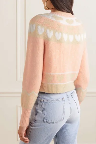 LOVESHACKFANCY кардиган вязки интарсия Dimples, розовый