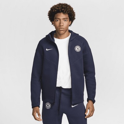 Худи Nike Chelsea FC Tech Fleece Windrunner, цвет Obsidian/Guava Ice