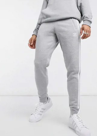 Серо-лиловые зауженные джоггеры с тремя полосками adidas Originals adicolor-Серый