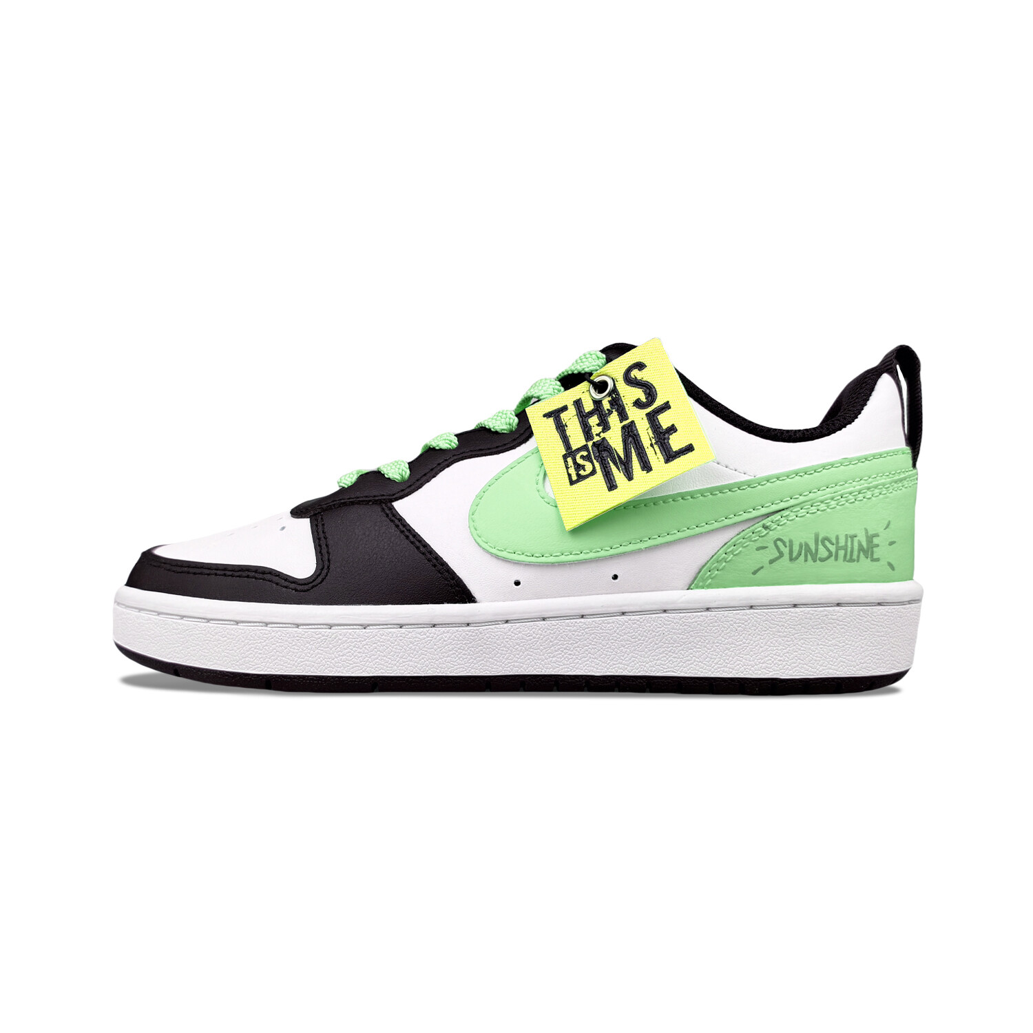 Кроссовки Nike Court Borough Skateboarding Shoes Women's Low-top White/Green/Black, светло-зеленый