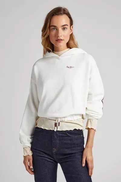 Укороченное худи с заниженными рукавами Pepe Jeans London, белый