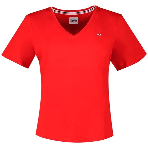 Футболка Tommy Jeans Slim Soft Short Sleeve V Neck, красный