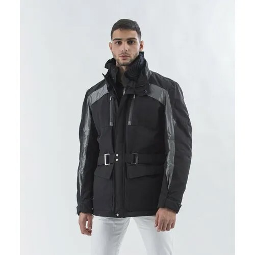Куртка Versace, демисезон/зима, силуэт прямой, манжеты, карманы, ветрозащитная, пояс/ремень, подкладка, быстросохнущая, утепленная, герметичные швы, светоотражающие элементы, без капюшона, воздухопроницаемая, водонепроницаемая, внутренний карман, регулируемые манжеты, съемная подкладка, размер XL, черный, серебряный