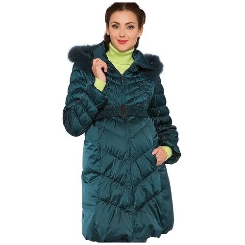 Пальто-пуховик, размер 40, изумруд