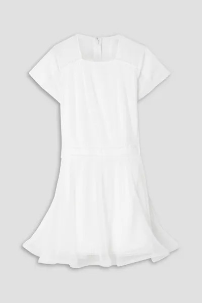 Плиссированное мини-платье из шелкового шифона с тюлевыми вставками GIVENCHY, белый