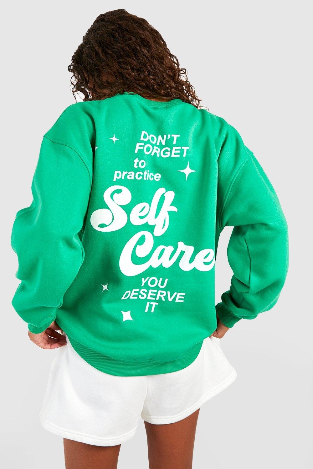 Свитшот с лозвином tall self care Boohoo, зеленый