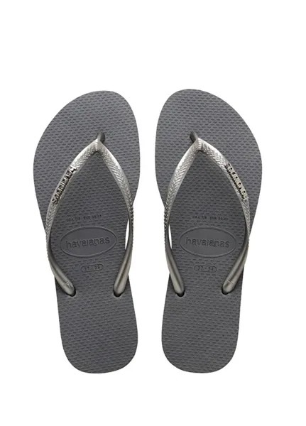 Женские пляжные тапочки с тонким логотипом Havaianas, серебряный