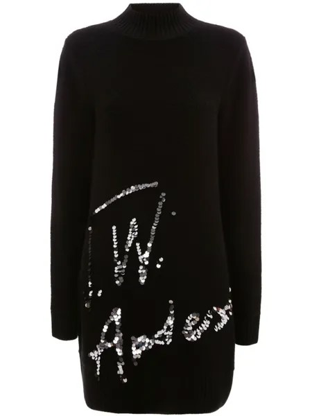 JW Anderson трикотажное платье мини с логотипом, черный