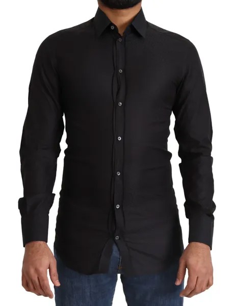 DOLCE - GABBANA Рубашка Черное ЗОЛОТО Хлопковое узкое платье Торжественное мероприятие 37/US14,5/XS Рекомендуемая розничная цена 600 долларов США