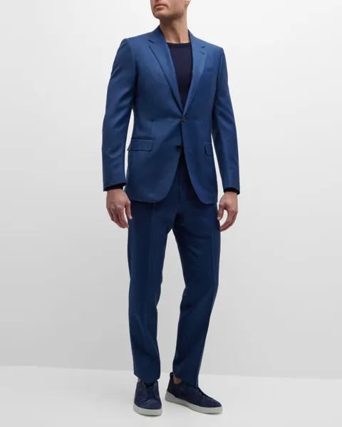 Мужской однотонный шерстяной костюм классического кроя ZEGNA