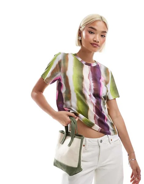 Футболка Monki – Bunt gestreiftes