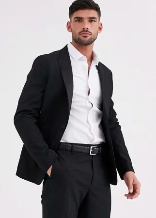 Черный облегающий пиджак-смокинг ASOS DESIGN-Черный цвет