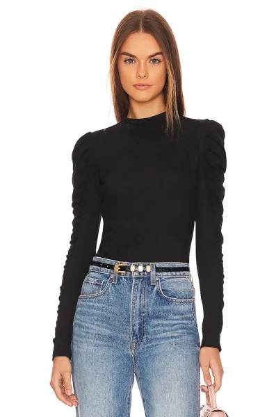 Топ Bobi Shirred Sleeve Turtleneck, черный