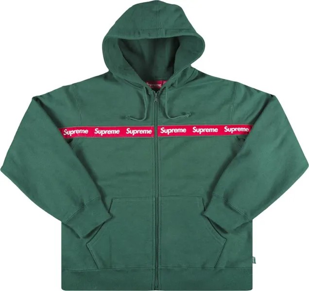 Толстовка Supreme Text Stripe Zip Up Hooded Sweatshirt 'Green', зеленый