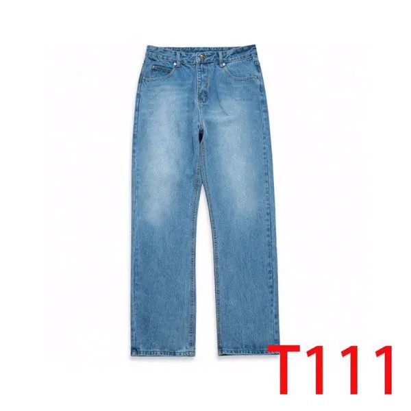 Белые кожаные джинсы T111 с цветочным принтом