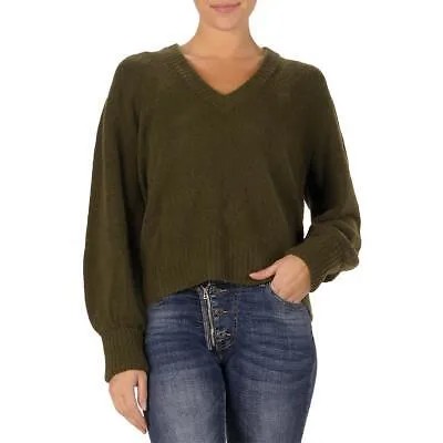 Женская зеленая рубашка из смесовой шерсти Elan с v-образным вырезом, пуловер, свитер, топ S BHFO 9264