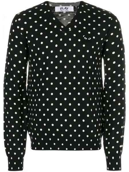 Comme Des Garçons Play свитер в горошек с V-образным вырезом, черный