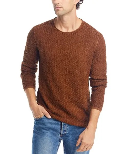 Хлопковый свитер обычного кроя Riley с круглым вырезом John Varvatos, цвет Brown